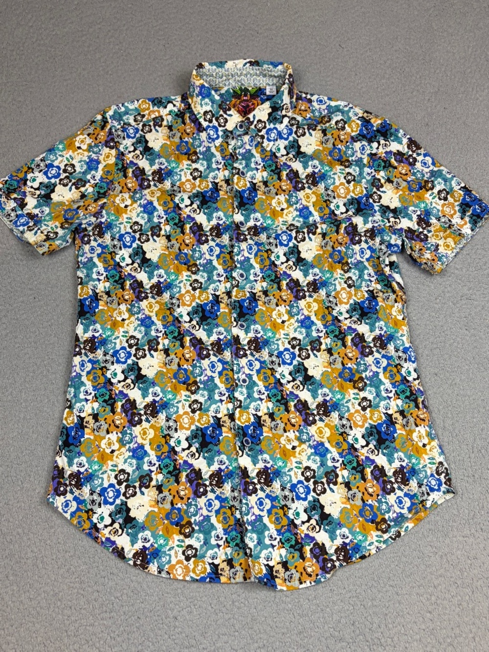 Robert Graham Shirt Mens Medium Multicolor Short Sleeve Buttons Party Cocktail